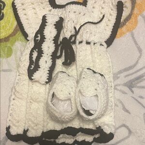 Handmade White and Black Crochet Baby Set